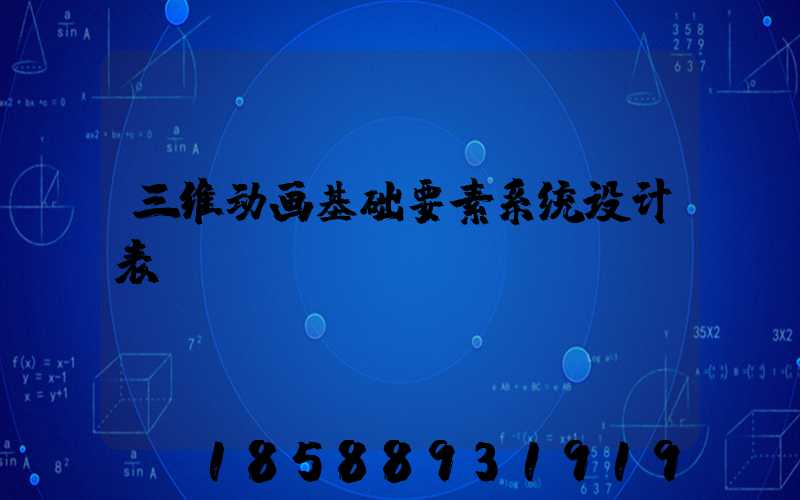 三维动画基础要素系统设计表