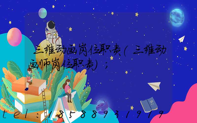 三维动画岗位职责(三维动画师岗位职责)