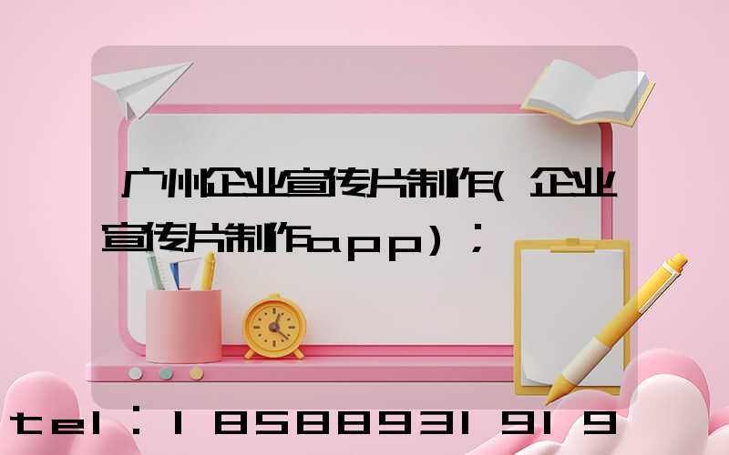 广州企业宣传片制作(企业宣传片制作app)