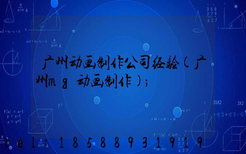 广州动画制作公司经验(广州mg动画制作)