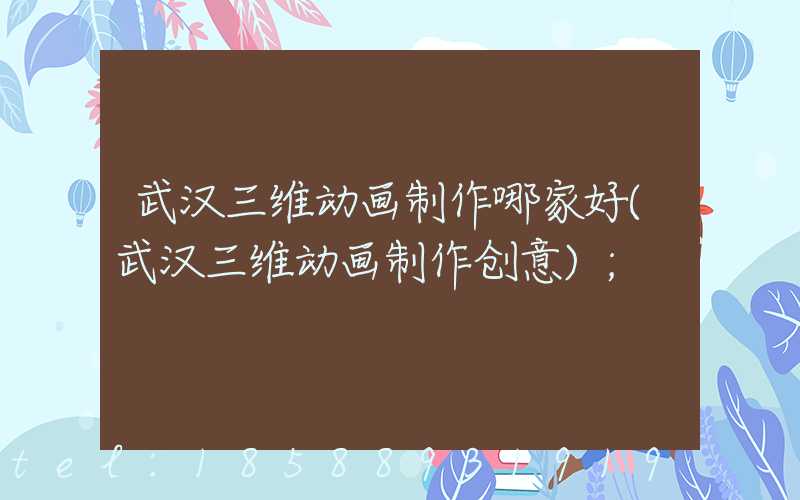 武汉三维动画制作哪家好(武汉三维动画制作创意)
